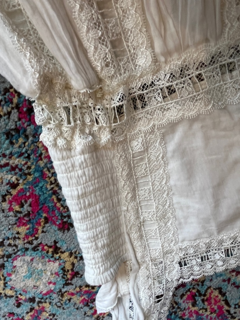 We the Free people 100% cotton White Lace-Trim Mini Dress - Picture 2 of 8
